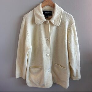 Bernardo Butter Yellow Wool Button-Front Coat Cardigan